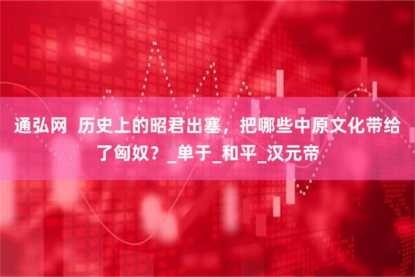 通弘网  历史上的昭君出塞，把哪些中原文化带给了匈奴？_单于_和平_汉元帝